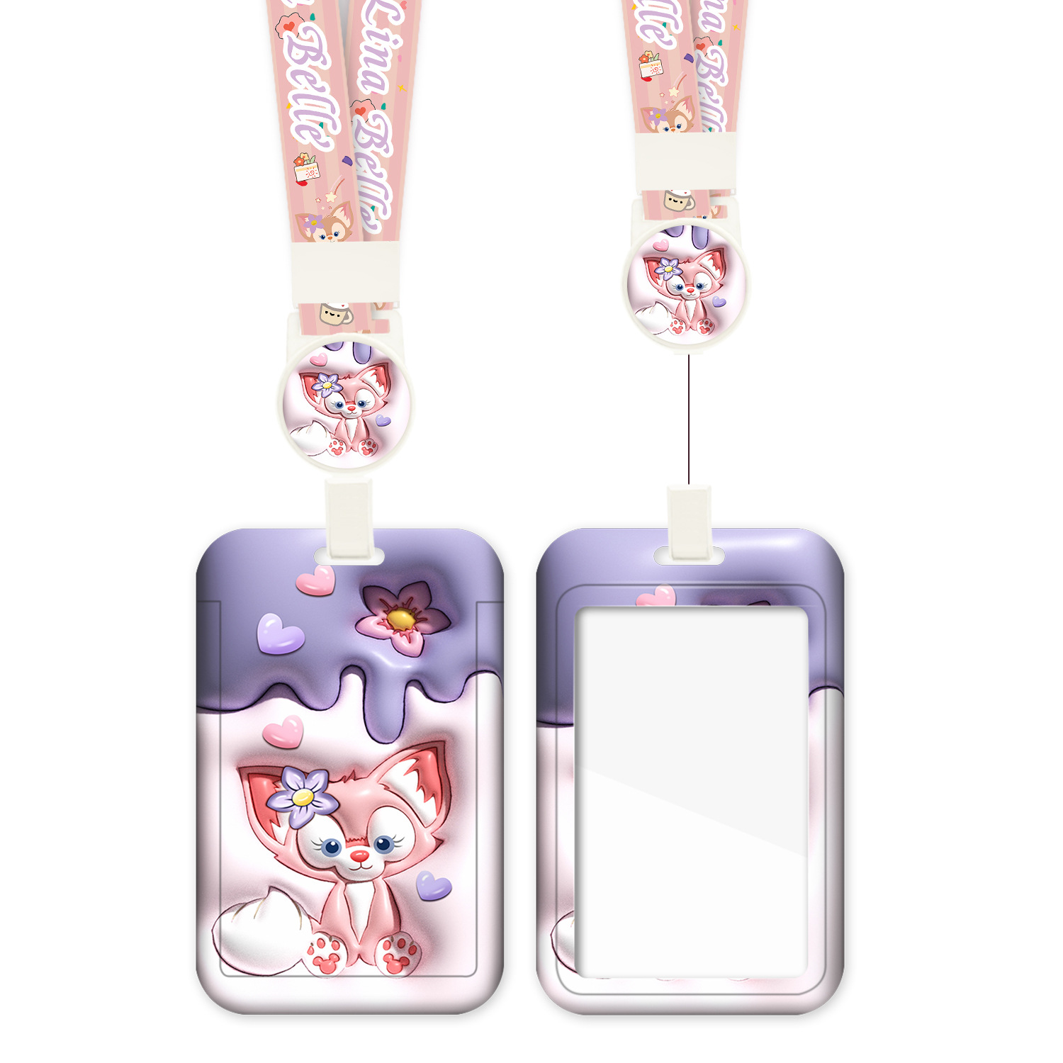 Card Set Retractable Easy Pull Buckle Cartoon Subway Bus Citizen Meal Card Anti-loss Delivery Card Work Permit Factory Card Set