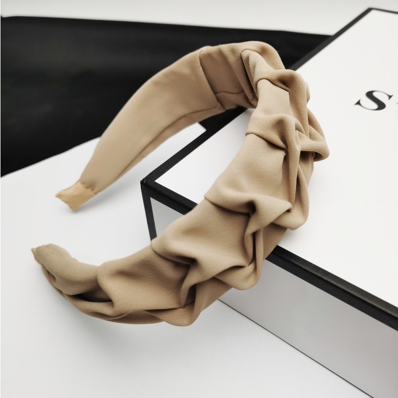 Advanced Sense Black Pleated Hair Hoop Women's Korean Style Elegant Out-of-the-way Hair Hoop Simple Hair Stamp 2024 New Style