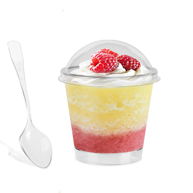 布丁杯蓋付きスプーンセット50個使い捨て木糠杯ムース杯ケーキヨーグルトカッププラスチックカップ200ml|undefined