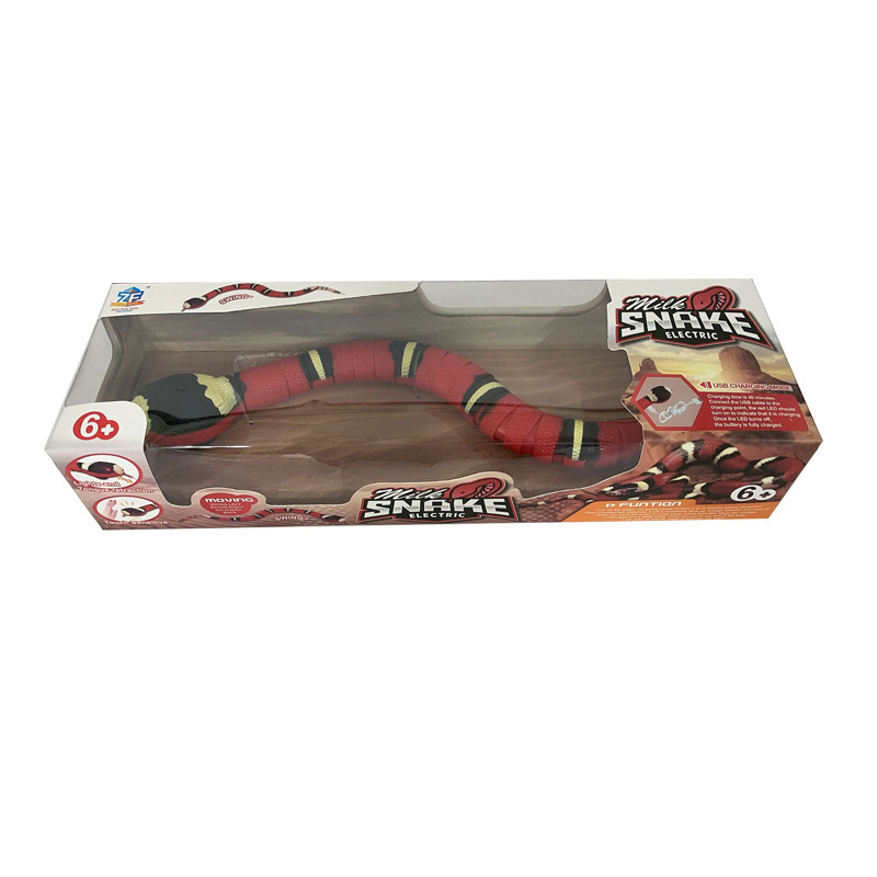 Remote control electric induction snake trick scary pet cat snake toy intelligent induction obstacle avoidance silver ring snake