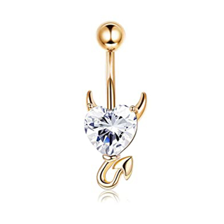 Amazon AliExpress demon heart-shaped zircon navel ring stainless steel piercing navel nail