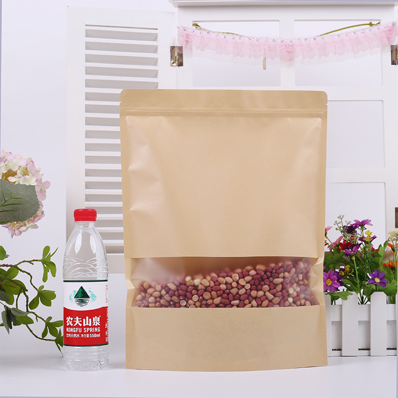 Spot frosted transparent kraft paper bag window moisture-proof food dried fruit packaging bag tea sealed packaging paper bag