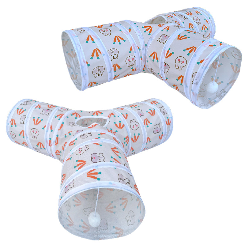 Amazon source cross-border new rabbit tunnel suede cat three-channel foldable Pet Products Manufacturers