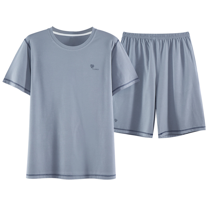 Summer Cotton Short Sleeve Shorts Men's Pajamas Summer Casual Large Size Round Neck Boys' Suit Outfit