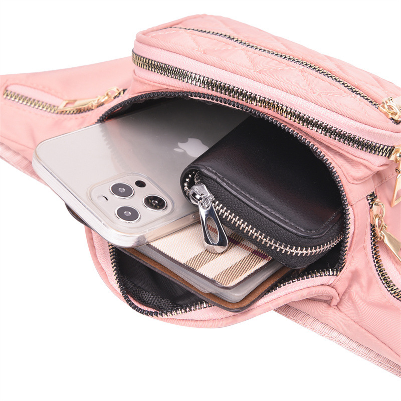 Waist Bag Women's 2023 New Fashion Crossbody Chest Bag Rhombic Embroidery Chain Shoulder Bag Large Capacity Mobile Phone Waist Bag