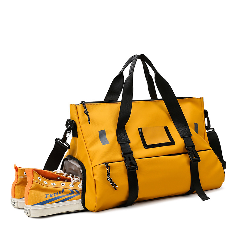 Cross-border new color matching Film Oxford cloth fitness bag wet and dry separation independent shoe warehouse luggage bag printable logo