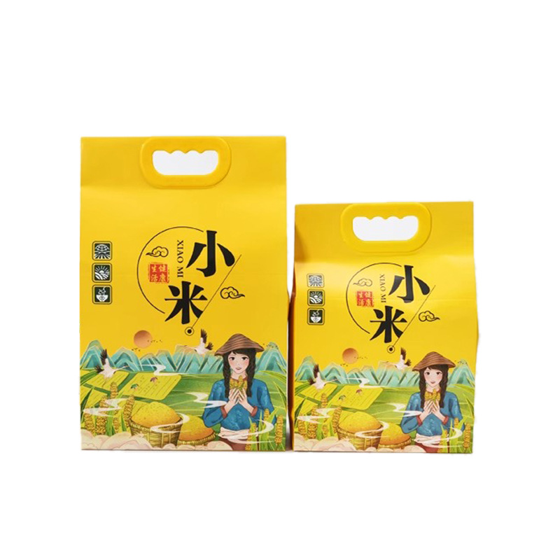 Qitai Kraft paper portable rice bag spot farm ecological rice bag rice flower fragrance rice selenium rich rice packaging bag