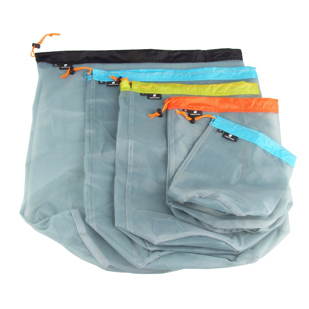 Amazon outdoor sports camping hammock mesh storage bag travel clothing drawstring bag down sleeping bag compression bag