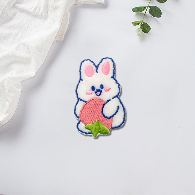 New cute plush rabbit embroidery cloth stickers self-adhesive DIY mobile phone case bag decorative clothes patch wholesale