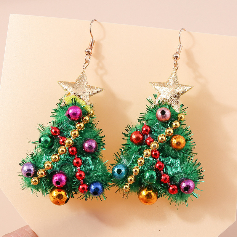 欧米のクリスマス装飾品2024新型クリスマスツリーイヤリング個性カラーdiyフェルトイヤリングクロスボーダー装飾品|undefined