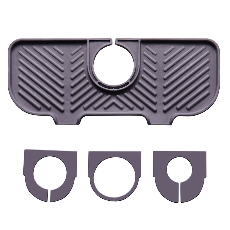 New Kitchen and Bathroom Universal Faucet Drain Mat Double Aperture Sink Drain Storage Rack Splash-proof and Water-proof