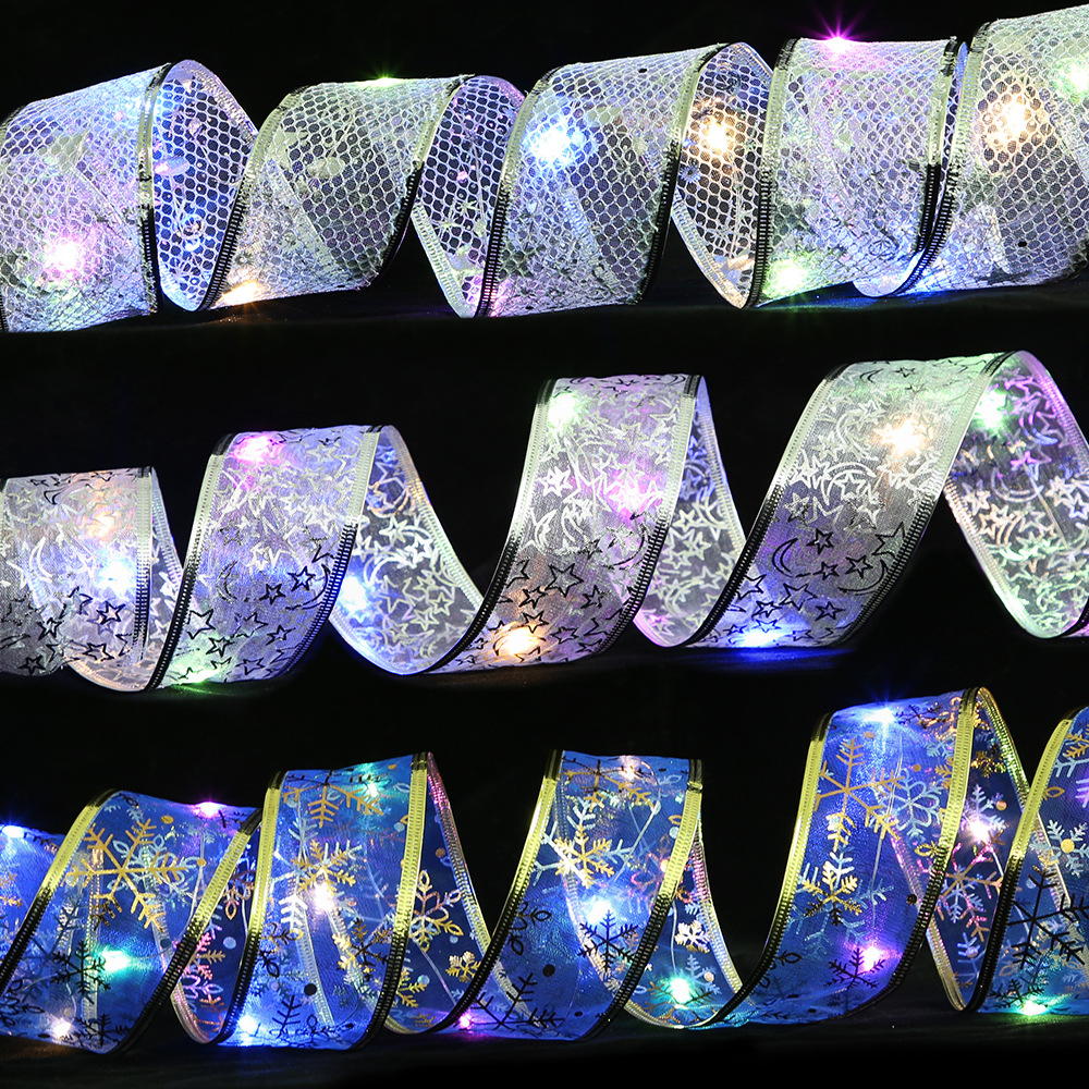 Noël Nouveau Noël Double Couche Phnom Penh Ruban Décorations D'arbre De Noël Pendentif Lumières LED Ruban Bleu_voghion.com