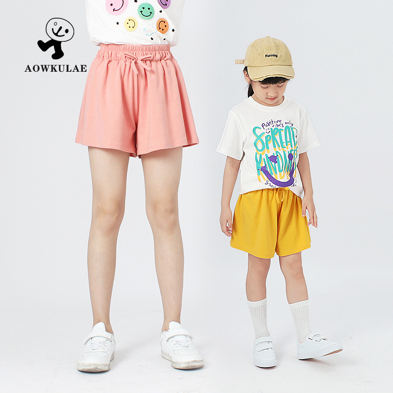 Children's Pants Summer Korean Style New Girls Casual Shorts Big Kids Bow Solid Color Pants Girls' Shorts for Hair