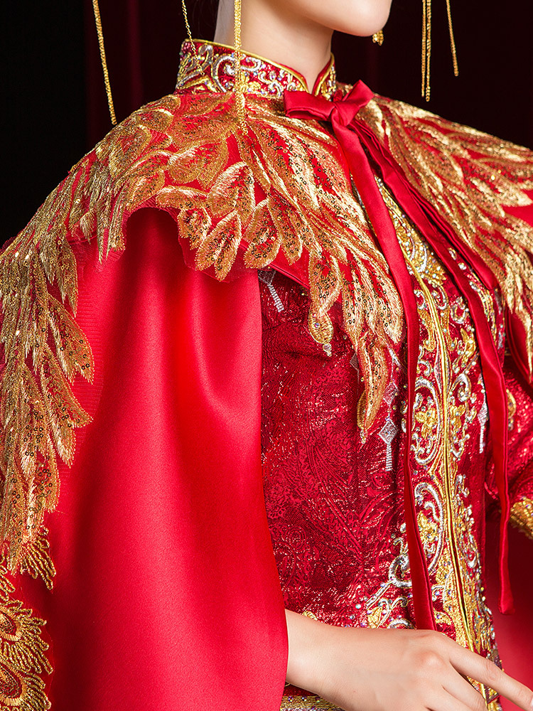 Xiuhe Clothing Cloak 8160 New Bride Wedding Chinese Wedding Long Trailing Phoenix Crown Rank Large Cloak Long Cloak