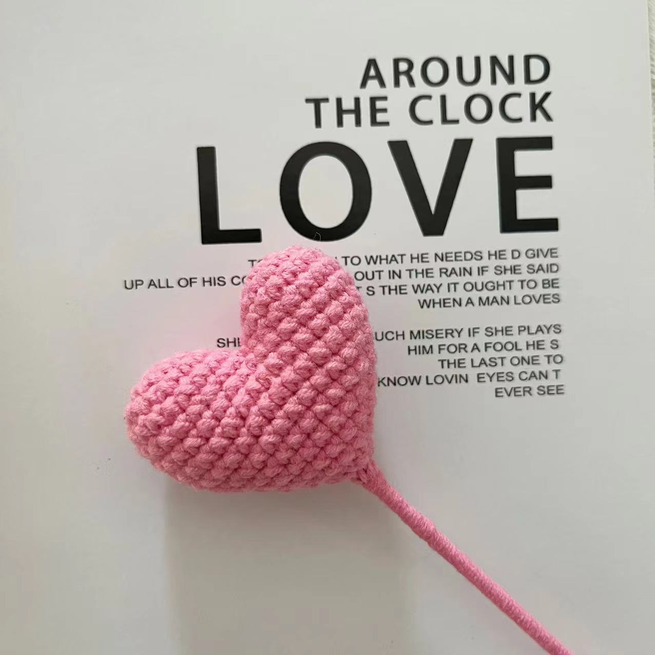 Finished handmade knitted flower love artificial flower woven wool artificial flower crochet eternal flower peach heart gift wholesale