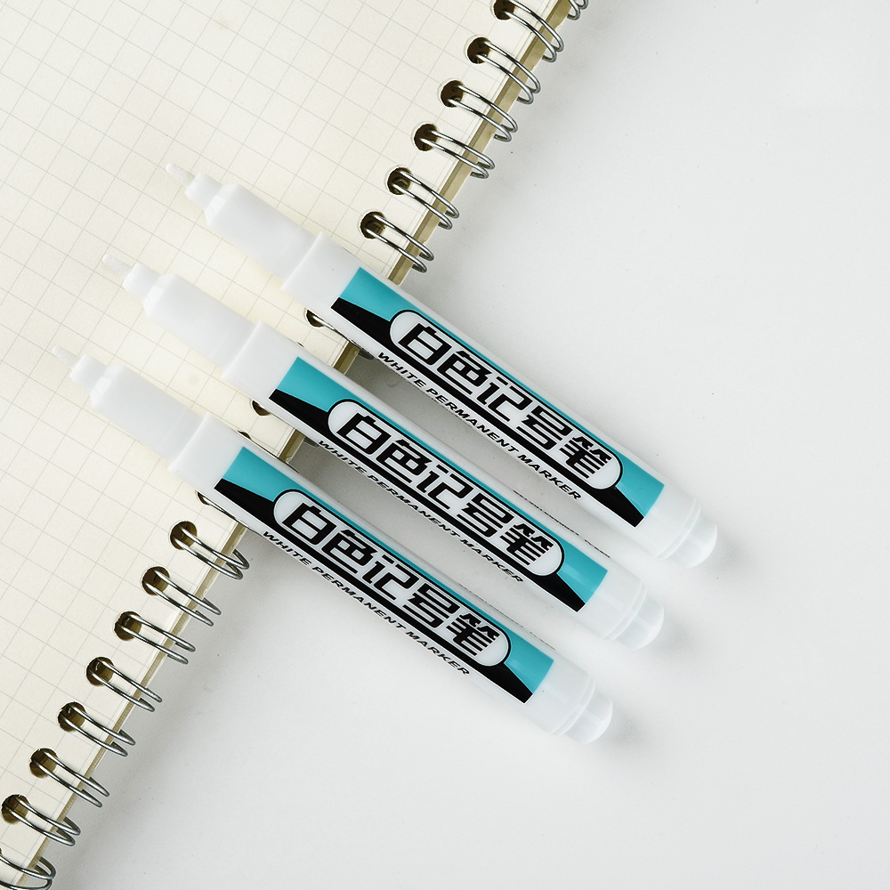 Water-based white marker pen thin head black card pen tasteless not easy to fade painting graffiti tire pen high-gloss pen
