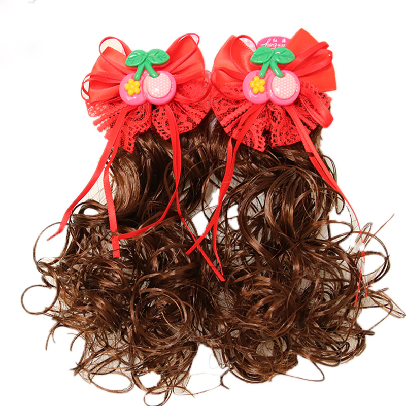Children's Hairpin Headwear Little Girl's Hair Flower Cute Wig Braid New Bow Hairpin New Year's New Year's Hair Accessories