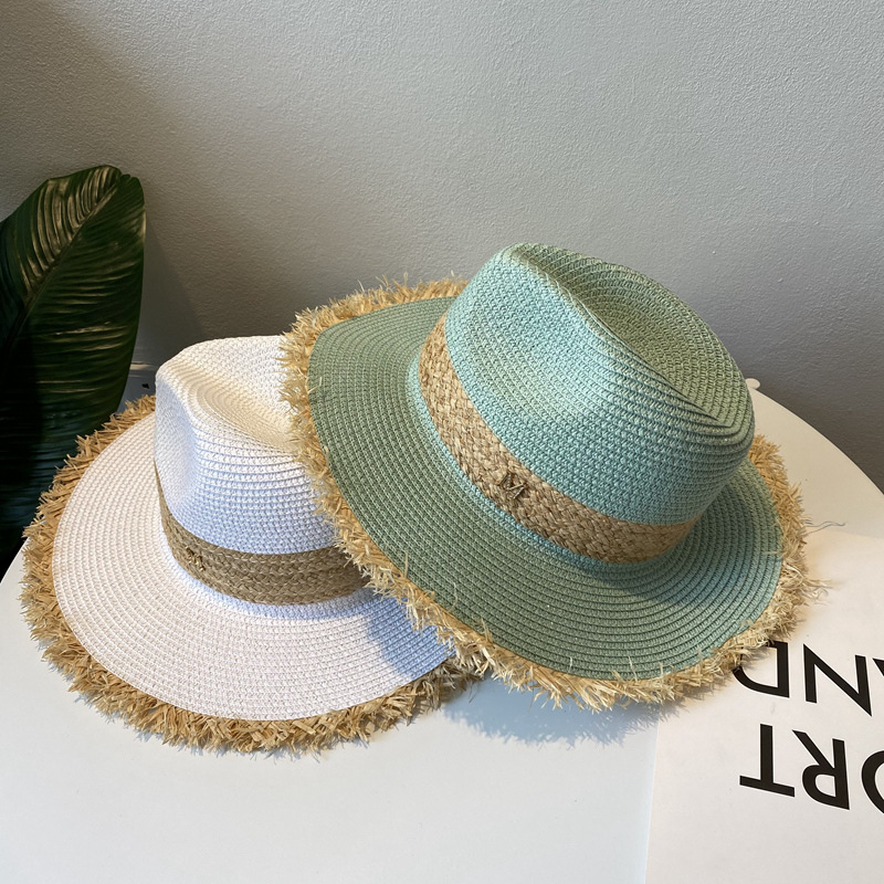 British retro Panama brim straw hat female spring and summer sun protection Jazz hat travel beach vacation hat