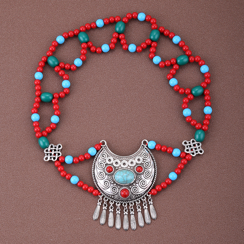 Stirnkette im Stil ausländischer Minderheiten, Kopfkette im tibetischen Stil, böhmische Halskette, Retro-Anzug für Damen, Reisefoto-Kopfbedeckung_voghion.com