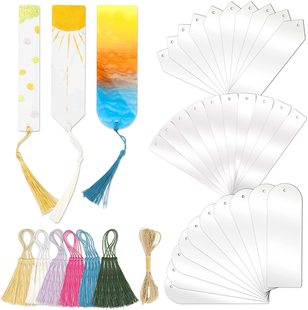 30 pieces DIY acrylic bookmark loose blank transparent bookmark tassel diy transparent plastic set for notebook
