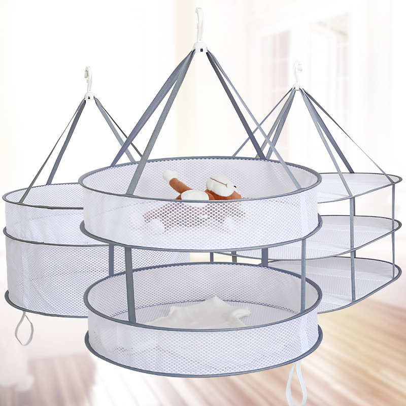 SOURCE windproof clothes basket clothes basket folding underwear underwear net three-layer clothes hanger honeycomb net stack large