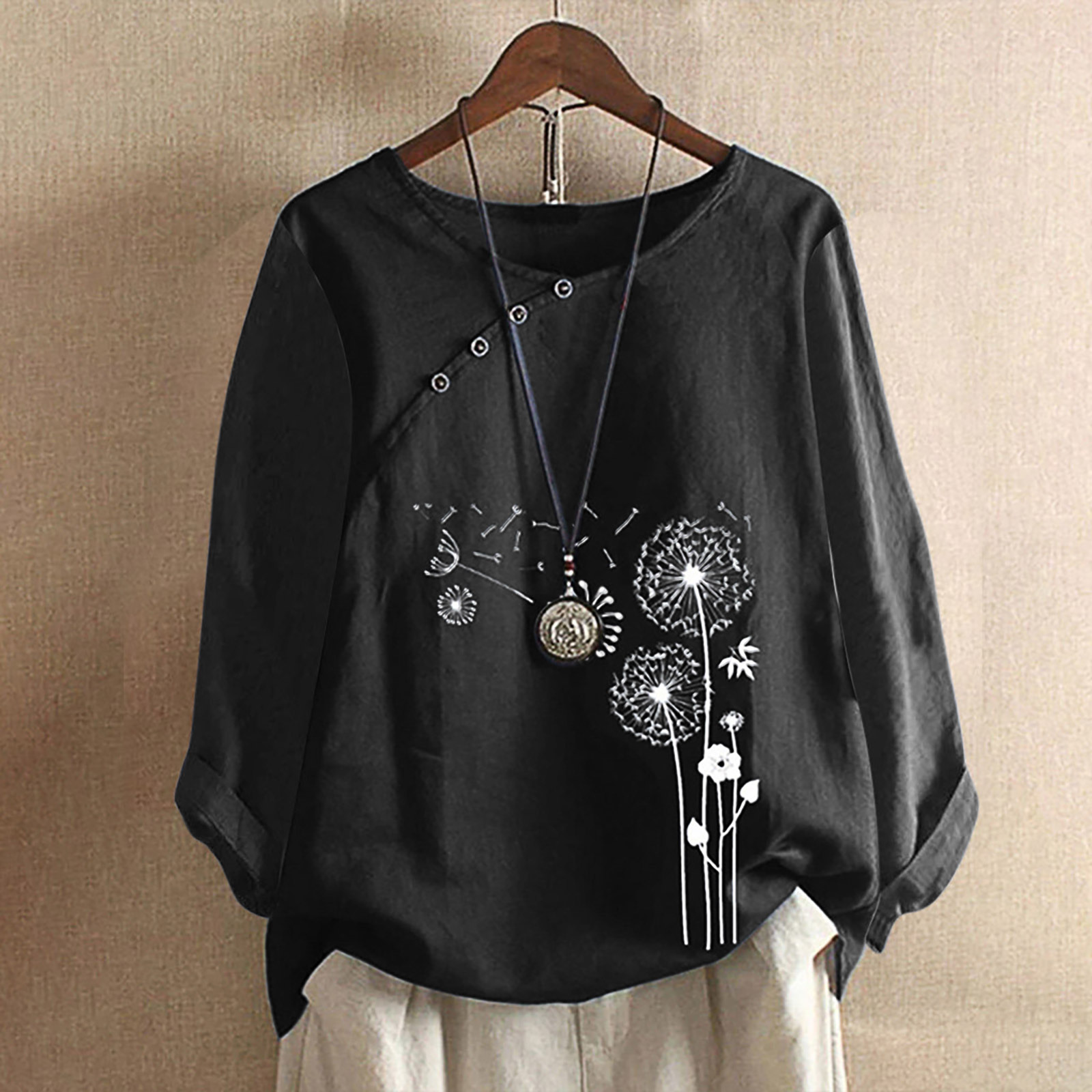 Autumn 2023 New Long-sleeved Loose T-shirt Printed Women's Top