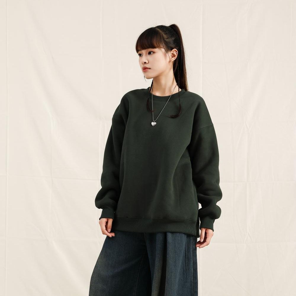 500G Heavy fleece-lined Thickened Crewneck Hip Hop American oversize Custom-made Work Clothes Lambskin Sweatshirt Customization