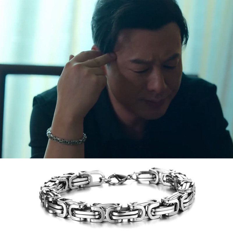 強哥同款帝王鏈手鍊銀色歐美鈦鋼帝王鏈男士回型鏈個性霸氣