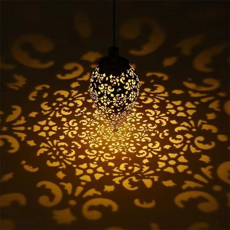 Cross-border outdoor hollow iron solar floodlight courtyard garden balcony decorative landscape lamp wall hanging lamp