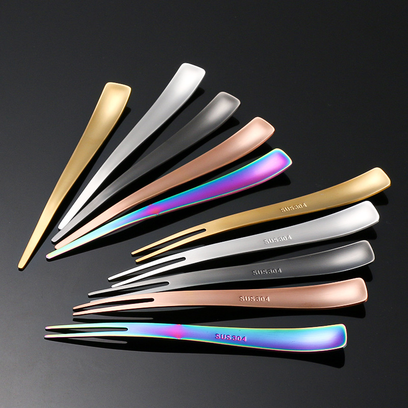 Creative 304 stainless steel frosted ice cream spoon cake moon cake dessert fork dessert spoon fruit fork subnet red ins style