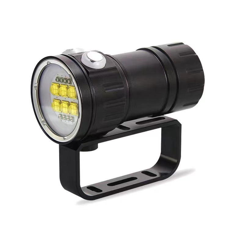 C high-power photography diving fill light flashlight aluminum alloy flashlight bracket charging portable purple red light