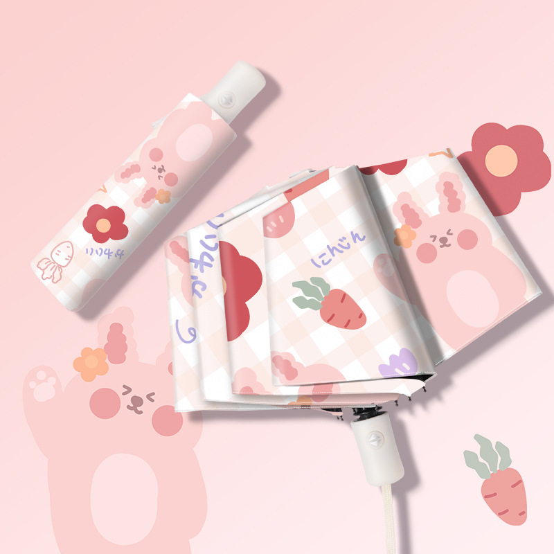 Sun Umbrella Sunscreen Cute Cartoon Sunny and Rainy Umbrella Women Automatic Folding Umbrella Student Umbrella Men's Cartoon