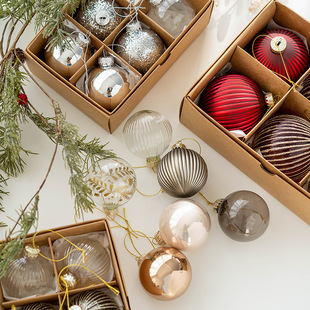 Cross-border New 6cm Glass Christmas Ball Christmas Decorations Christmas Tree Decorative Ball Mall Boxed Ball Wholesale