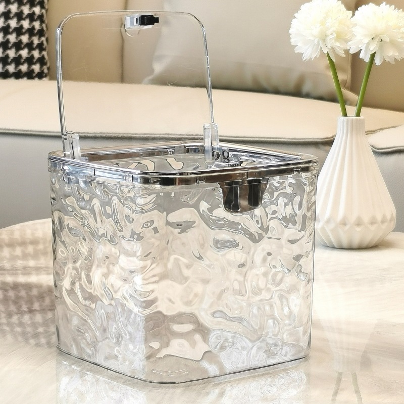 Desktop trash can Mini Push-type elastic cover sanitary bucket Glacier pattern Peel melon seed shell garbage car trash can