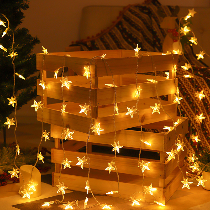 led星星灯串满天星电池小彩灯圣诞节日灯房间窗帘装饰灯