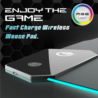 AS1 RGB wireless mouse pad 15W waterproof cloth TYPC interface luminous LOGO electric game mouse pad