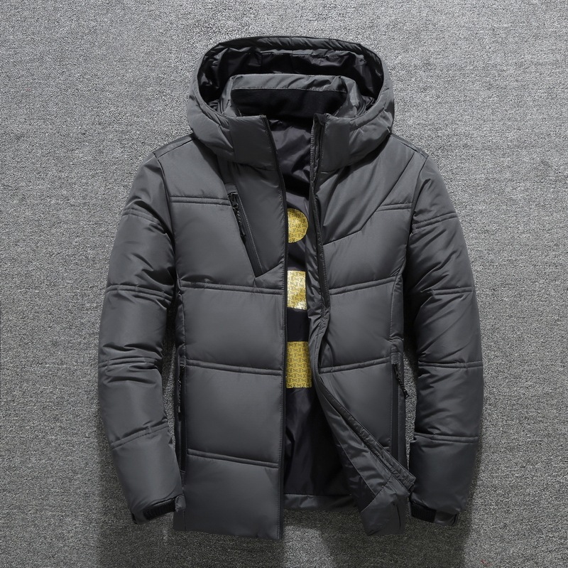 Broken size clearance young men's down jacket men's short thickened hooded winter jacket young students winter fashion