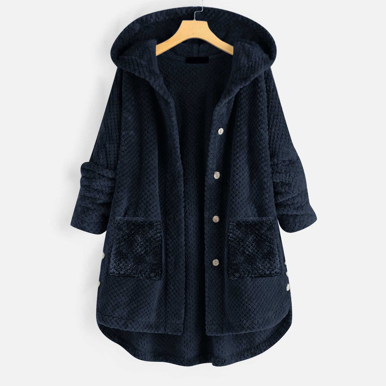 Cross-border Amazon plus size women's winter hooded double-sided fleece sweater fashion woolen mid-length European and American coat for women