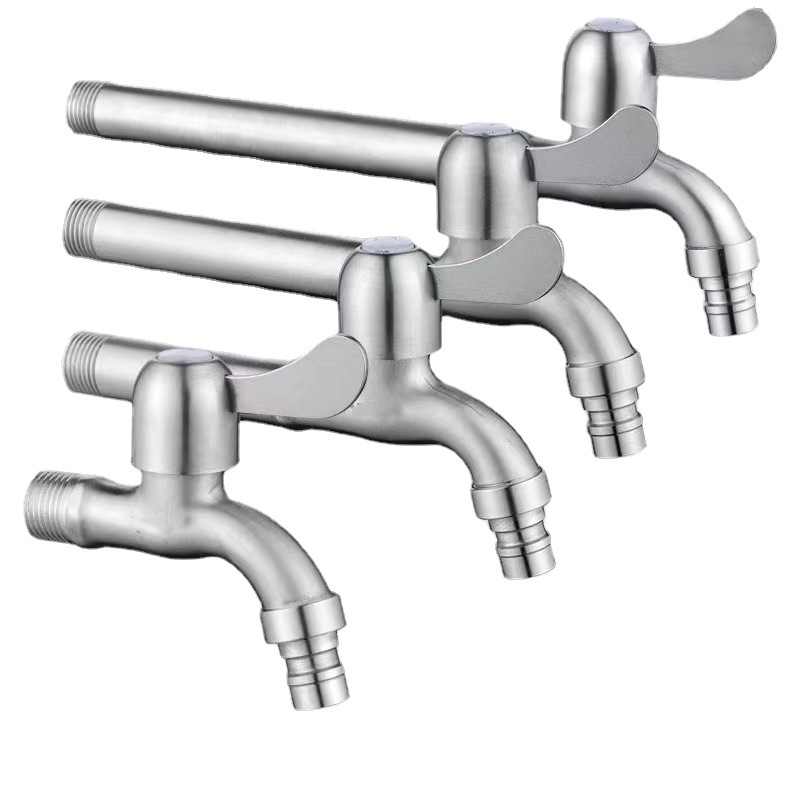 Factory wholesale 304 stainless steel washing machine faucet household mop Pool 4 points quick opening spout extended faucet