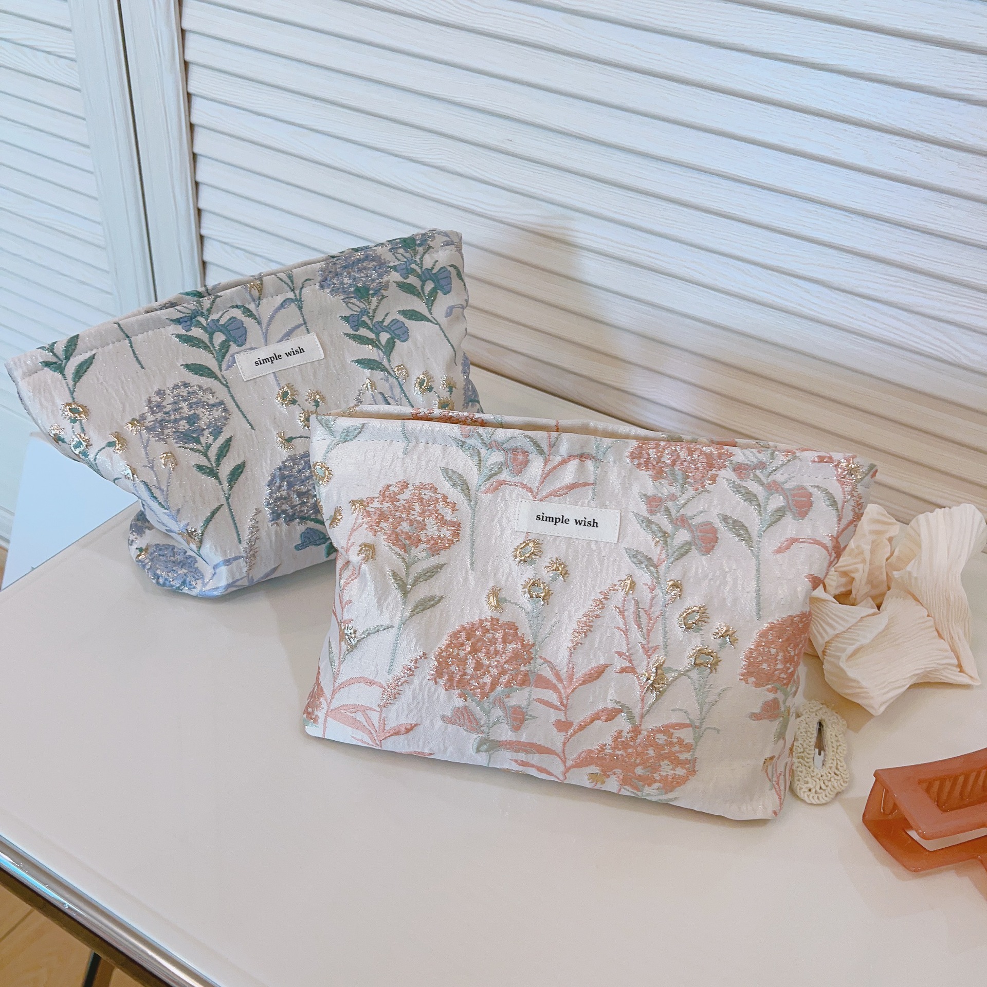 [Suxi cloth bag] three-color dandelion cosmetic bag ladies clutch bag travel home storage canvas bag simple and elegant