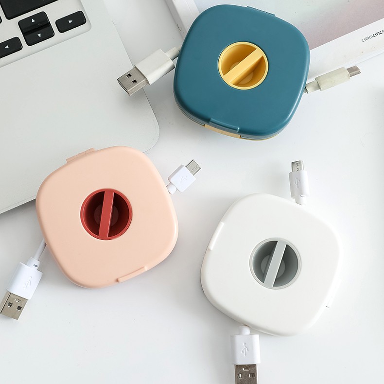 Small portable portable portable rotatable data cable storage box mobile phone holder charging cable Winder