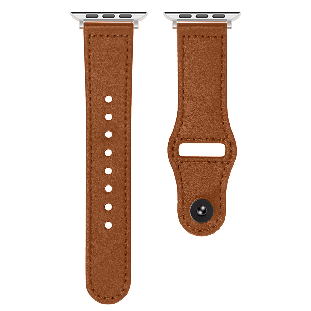 Suitable for apple leather strap iWatch universal business type reverse buckle first layer cowhide single nail strap