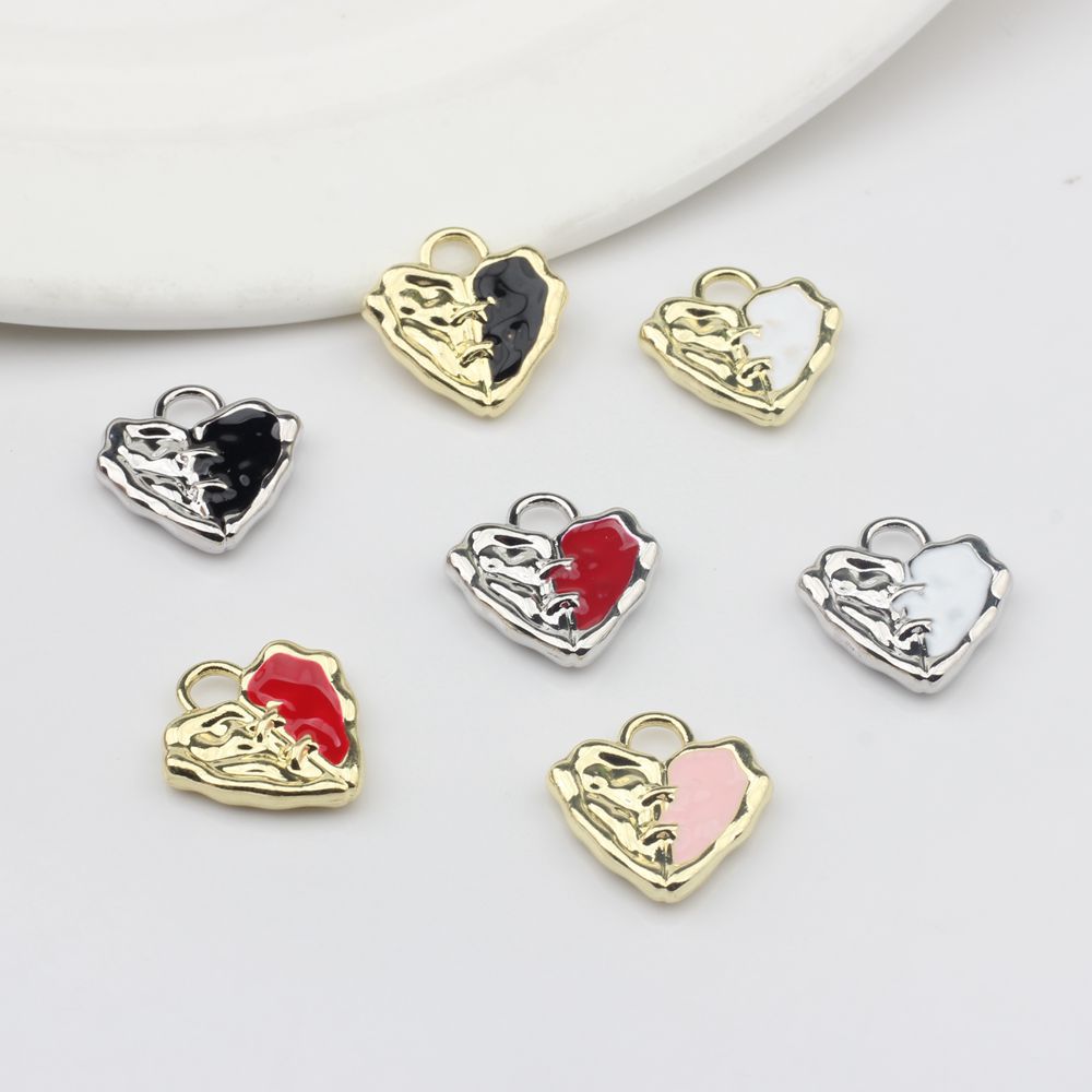Korean style alloy simple drop oil Love Jewelry pendant jewelry fashion DIY new simple jewelry accessories material