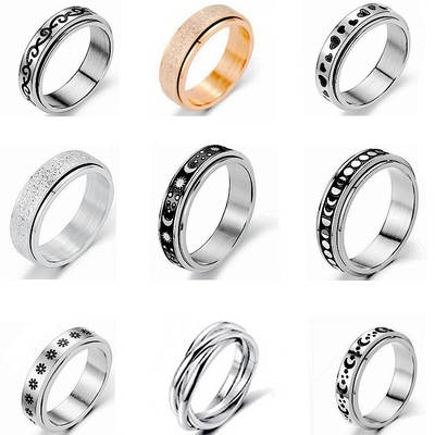 Cross-border Amazon Explosions Titanium Steel Rotating Ring Stars and Moon Decompression Anti-anxiety Ring European and American Jewelry