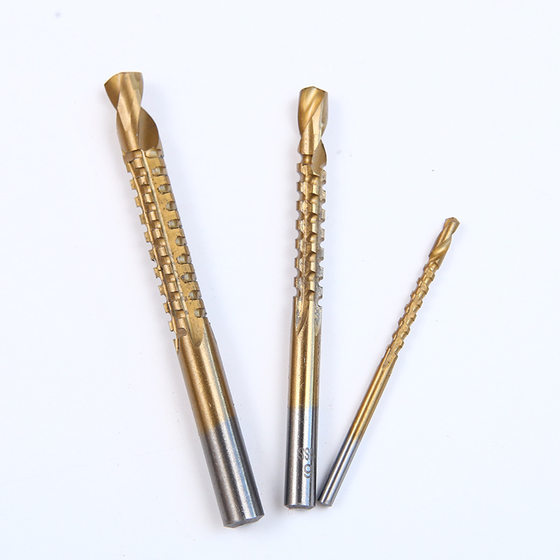Serrated twist drill high speed steel round shank 6-piece set woodworking groove drill serrated twist drill straight shank serrated drill