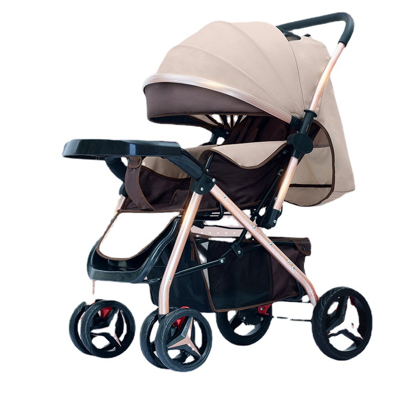Baby stroller can sit and lie down light folding four-wheel shock-absorbing baby stroller baby stroller baby stroller