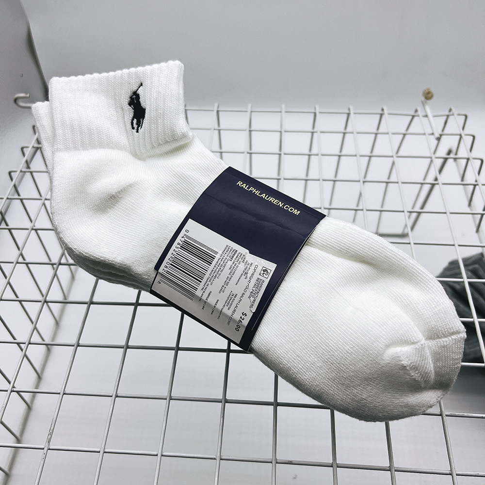 6 Pair RL Ralph Pony Medium Tube Quick Dry Polyester Cotton Socks Medium Tube Casual Sports Towel Bottom Men's Socks Sports Socks