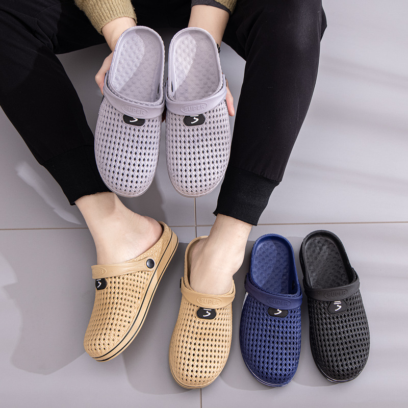 Hole Shoes Men's Sandals Non-slip Baotou Fashionable Outdoor Wear Summer Men's Thick-soled Home Korean Style Two-wear Sandals