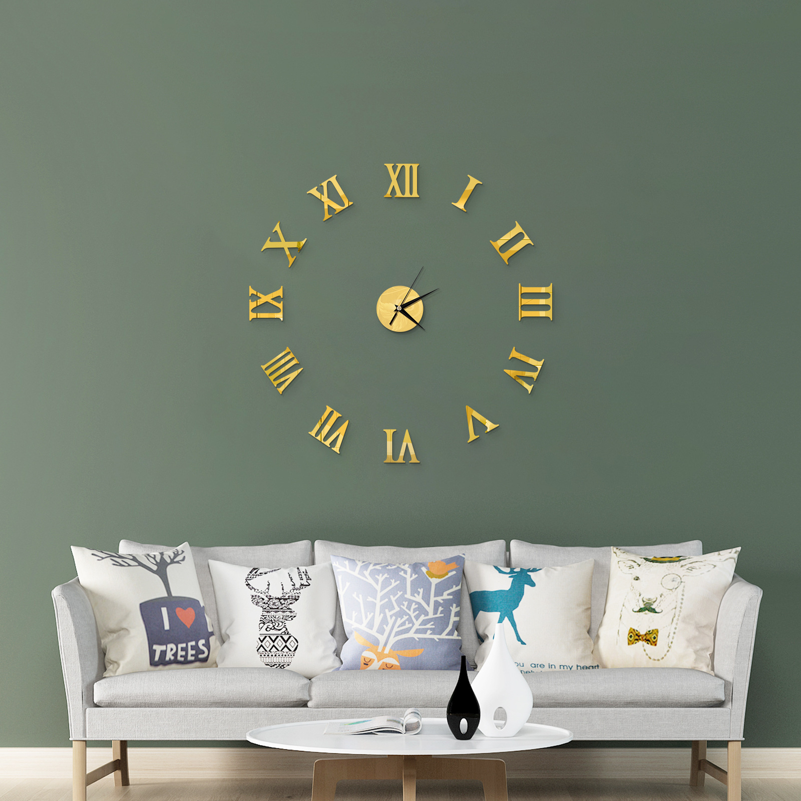 Cross-border explosions simple clock fashion wall clock DIY wall clock mirror wall stickers clock Roman numeral clock