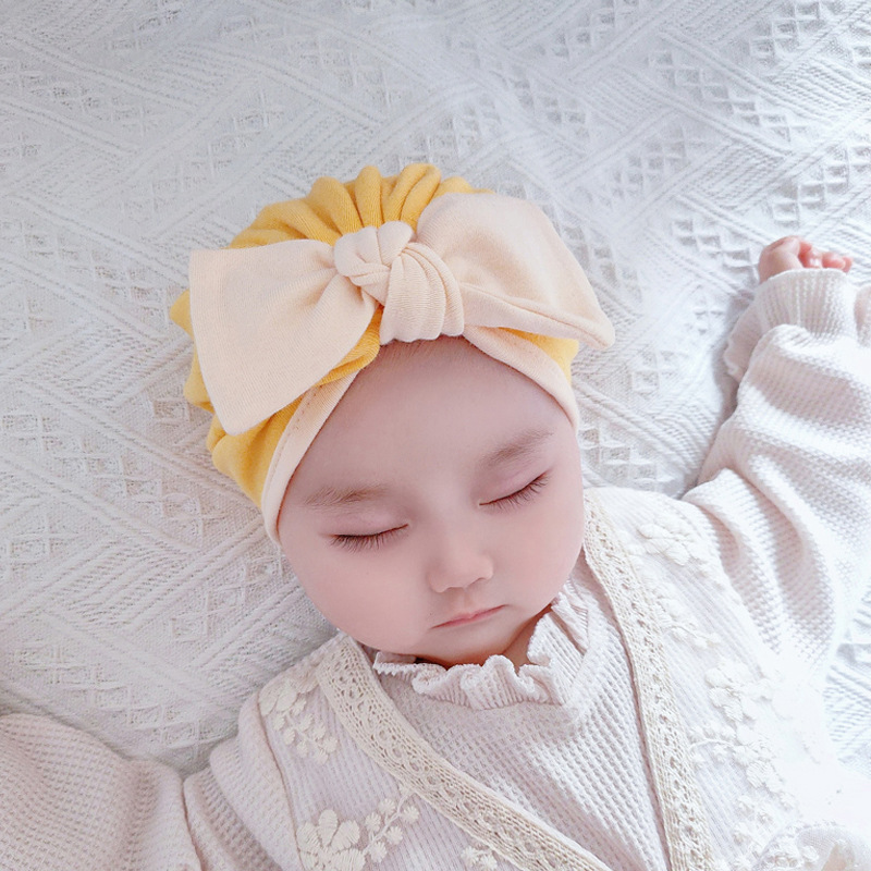 嬰兒帽子春秋薄款嬰幼兒可愛超萌女寶寶洋氣印度帽初生兒秋冬胎帽